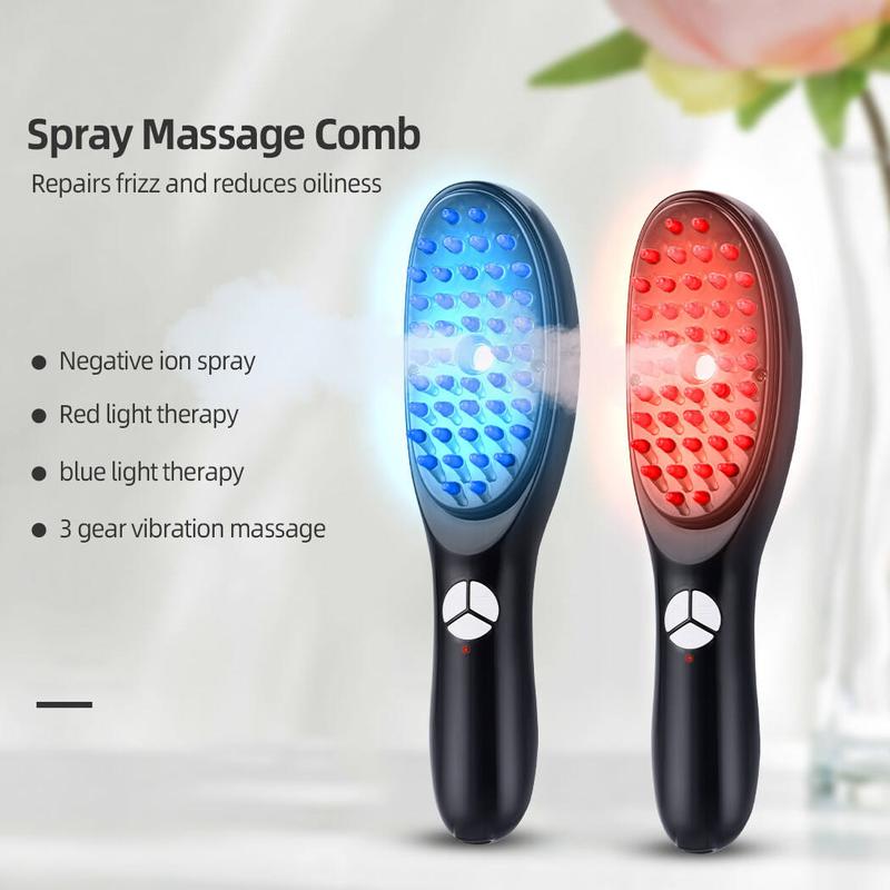 Electric Scalp Massager , Red Light & Blue Light Massage Comb, Electric Hair Care Comb, 1 Piece Multifunctional Hair Massager, Root Strengthening Comb Comfort Plug