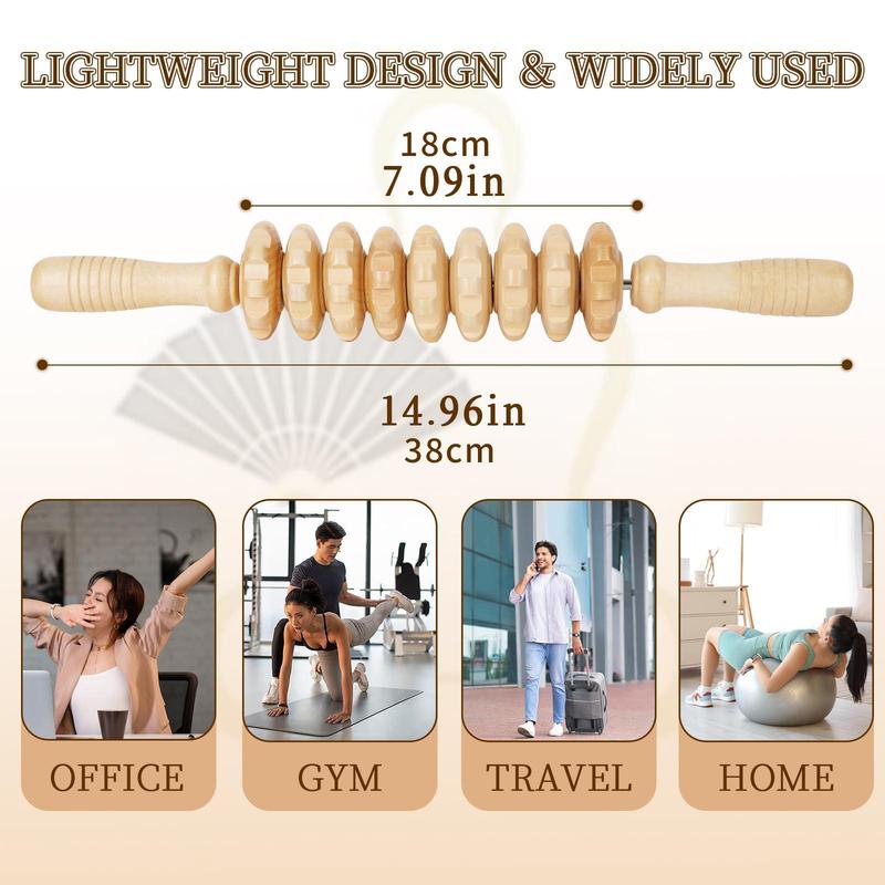 Wooden Muscle Massage Roller, 1 Count Manual Muscle Relaxation Massage Stick, Multifunctional Muscle Massage Tool for Home Gym