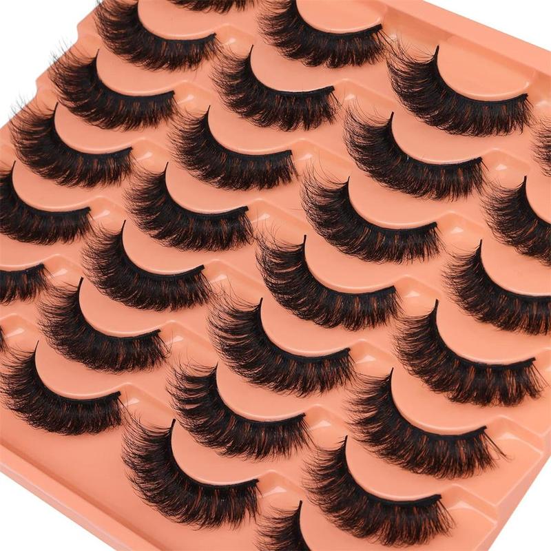 Fashion Fluffy False Eyelashes, 14 Pairs Faux Cluster Lashes, Natural Curling Eye Makeup Strip Lashes, Full Volume Eyelash for Lashes Extensions, Christmas Gift