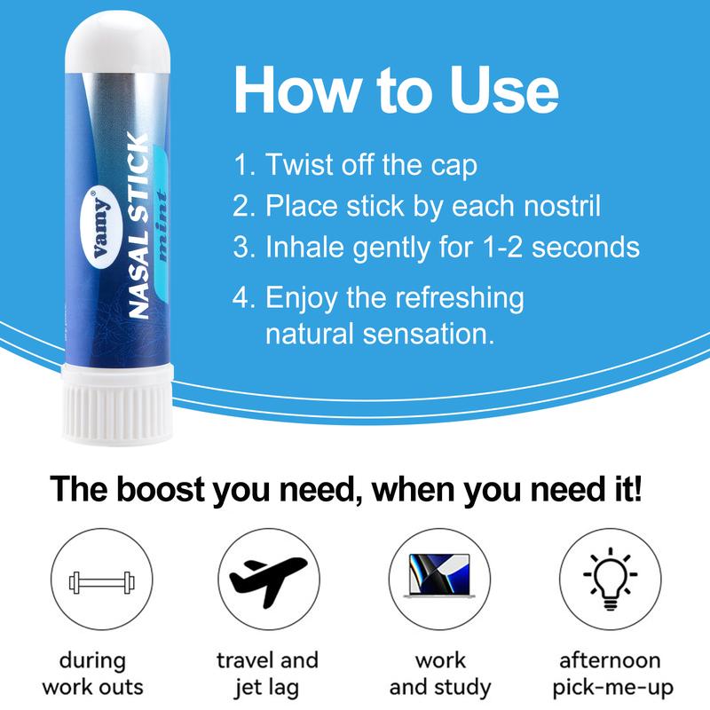 Vamy Breathing Steam Stick with Essential Oils Nasal Cleaning Nose Stick ,Cooling Vapor Nasal Stick Pack, Stimulating Aroma, Daily-Use, Menthol Nasal Inhalation Stick， aromatherapy inhale nasal stick comfort nasal Multi-Flavor Nasal Sticks Pack