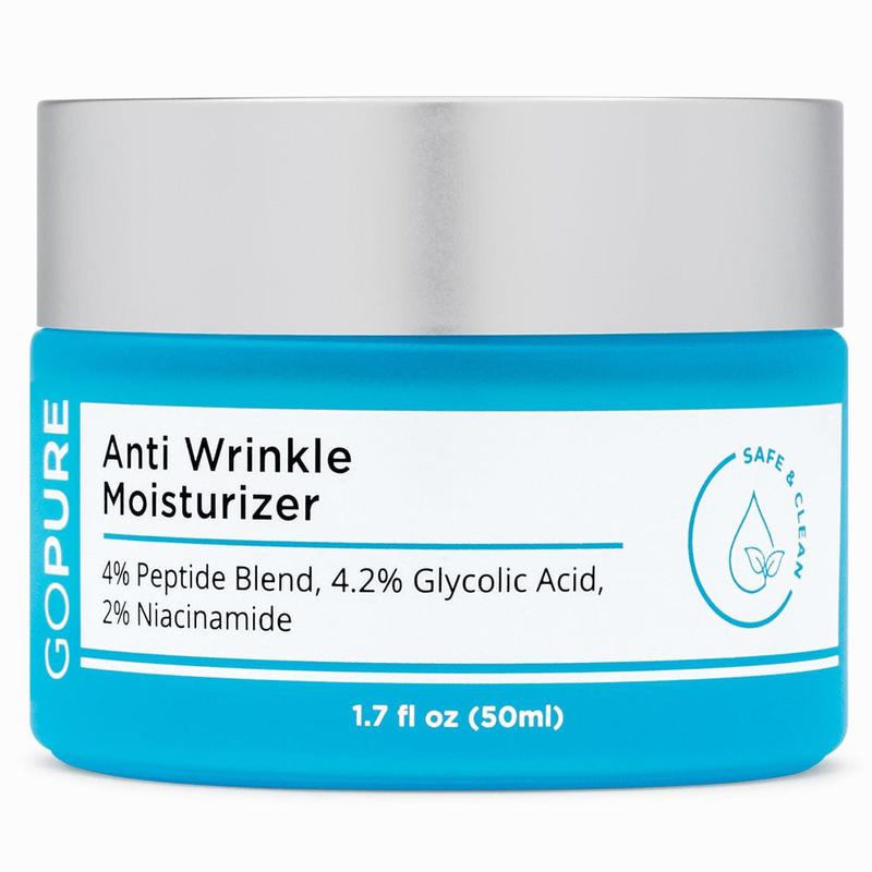 GOPURE Anti Wrinkle Moisturizer - Hyaluronic Acid Moisturizer for Face with Glycolic Acid, Peptides, and Vitamin E