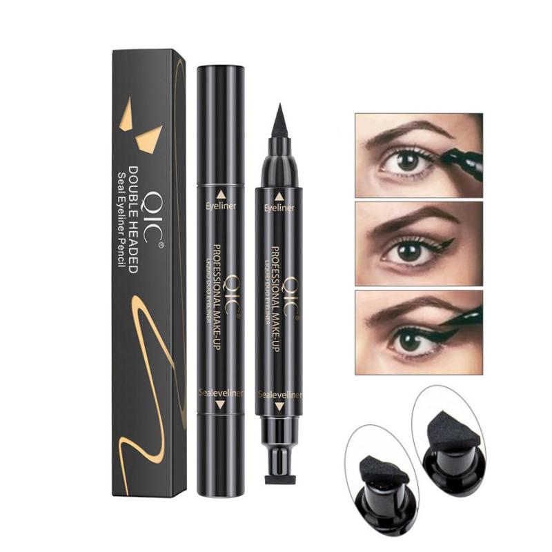 Double-ended Eyeliner Pens, 2pcs Waterproof Long Lasting Eyeliner Pencils, Non-smudged Triangle Seal Eyeliners