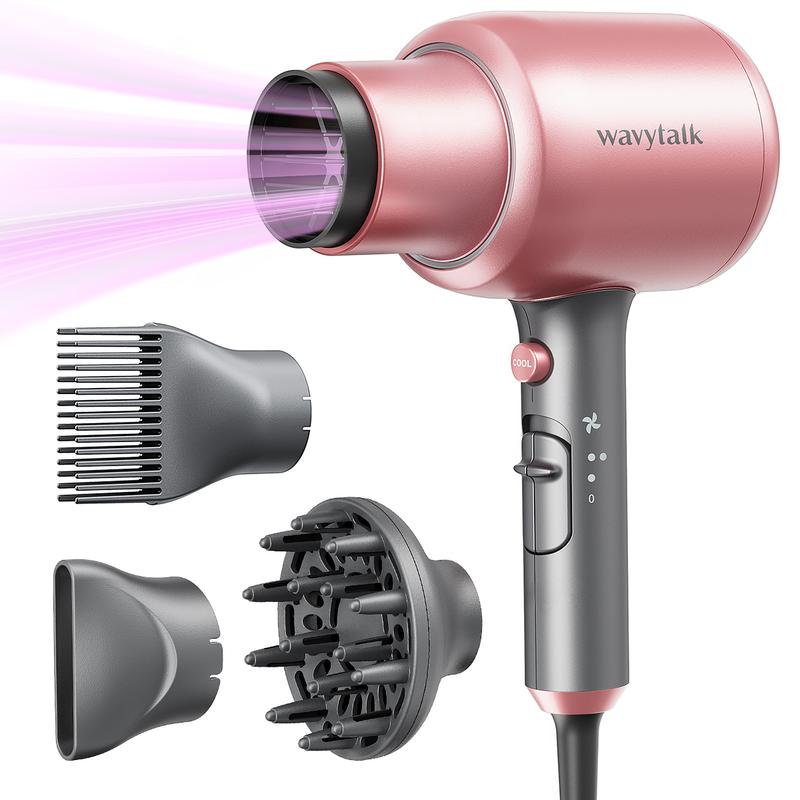 Wavytalk Negative Ion Hair Straightening Brush and Professional Ionic Hair Dryer with Diffuser Set