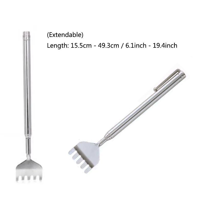 Stainless Steel Finger Scratcher, Extendable Manual Massage Tool, Portable Back Scratchers for Home & Travel