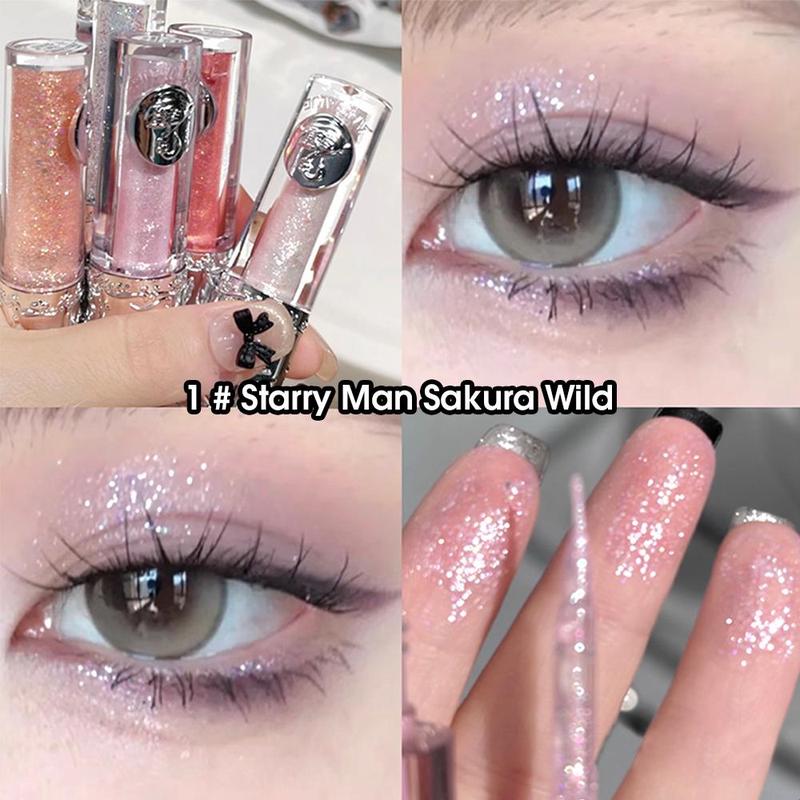 Long Lasting Glitter Liquid Eyeshadow, Shimmering Eye Shadow, Glittering Brightening Highlighting Liquid Stick for Crystal Eye Makeup, Cosmetic Products, Personal Care Products