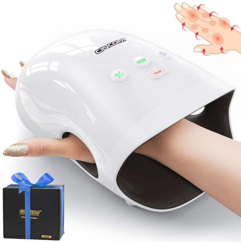 CINCOM Cordless Hand Massager with Heat & 7 Massage Balls, Gift for Hand Massage for Pain Relief and Finger Numbness Relief