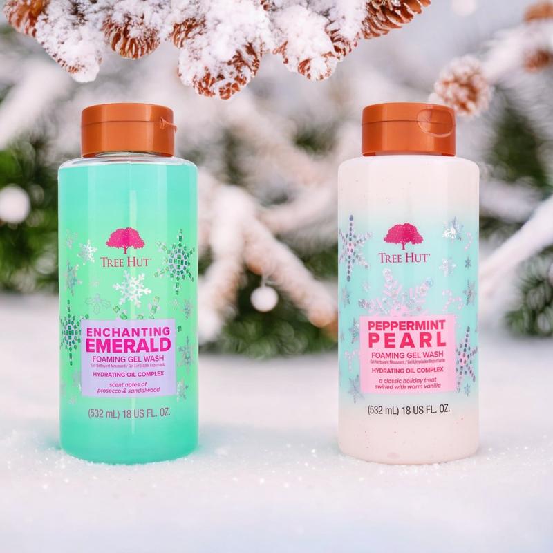 Tree Hut Peppermint Pearl Foaming Gel Wash | Cleanse & Soothe Skin Without Stripping Moisture | Made with our Hydrating Oil Complex | Limited Edition Holiday | 18 fl oz. Hydrate Moisturizing Skincare