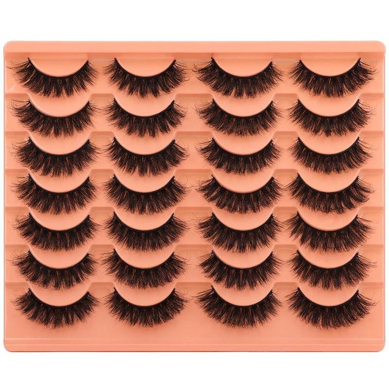 Fashion Fluffy False Eyelashes, 14 Pairs Faux Cluster Lashes, Natural Curling Eye Makeup Strip Lashes, Full Volume Eyelash for Lashes Extensions, Christmas Gift