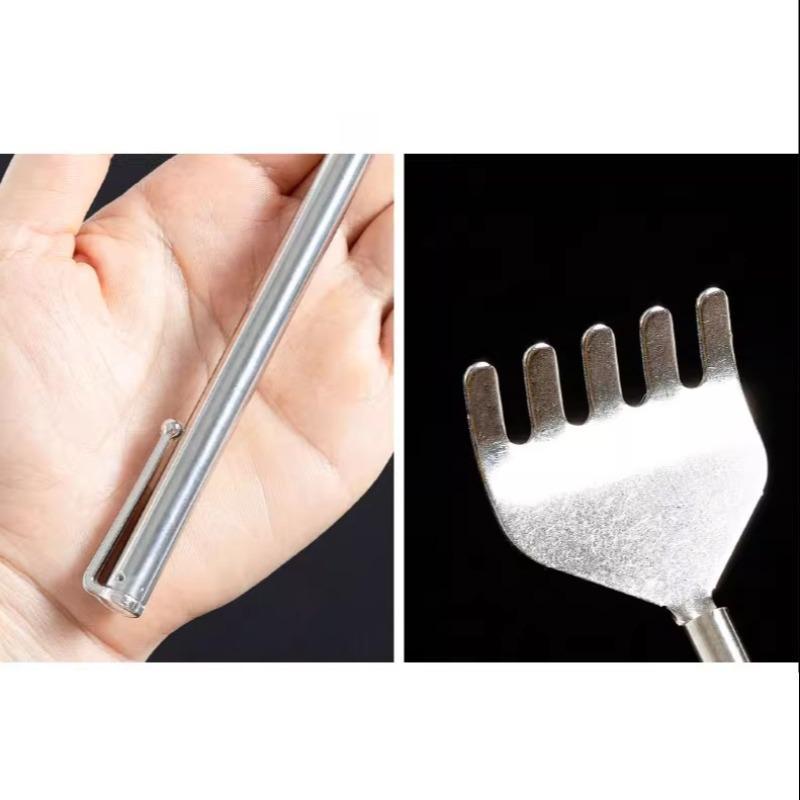 Stainless Steel Finger Scratcher, Extendable Manual Massage Tool, Portable Back Scratchers for Home & Travel