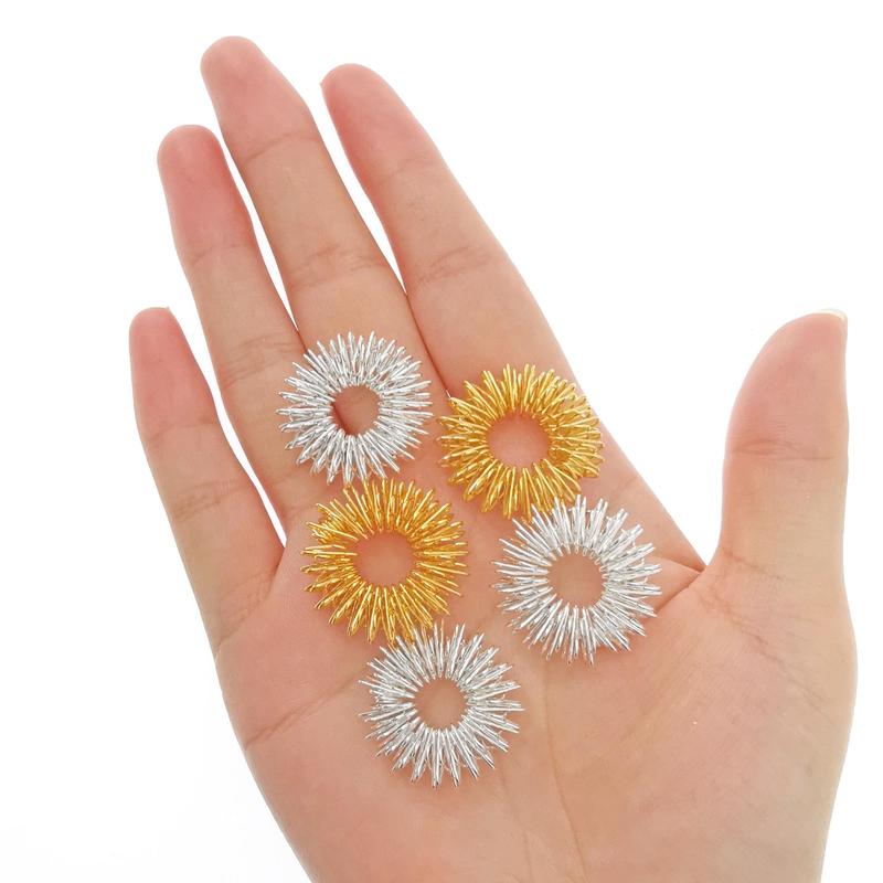 1 Set Random Color Acupressure Rings, Spiked Sensory Finger Rings, Spiky Finger Ring Acupressure Ring Set for Teens, Adults, Silent Stress Reducer and Massager Finger Massage Tool