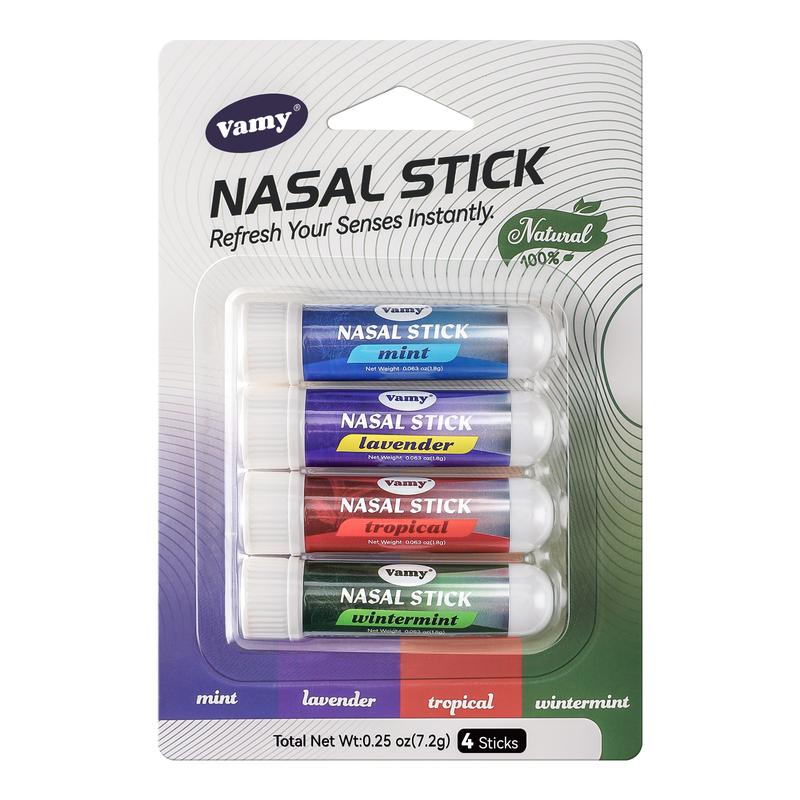 Vamy Breathing Steam Stick with Essential Oils Nasal Cleaning Nose Stick ,Cooling Vapor Nasal Stick Pack, Stimulating Aroma, Daily-Use, Menthol Nasal Inhalation Stick， aromatherapy inhale nasal stick comfort nasal Multi-Flavor Nasal Sticks Pack