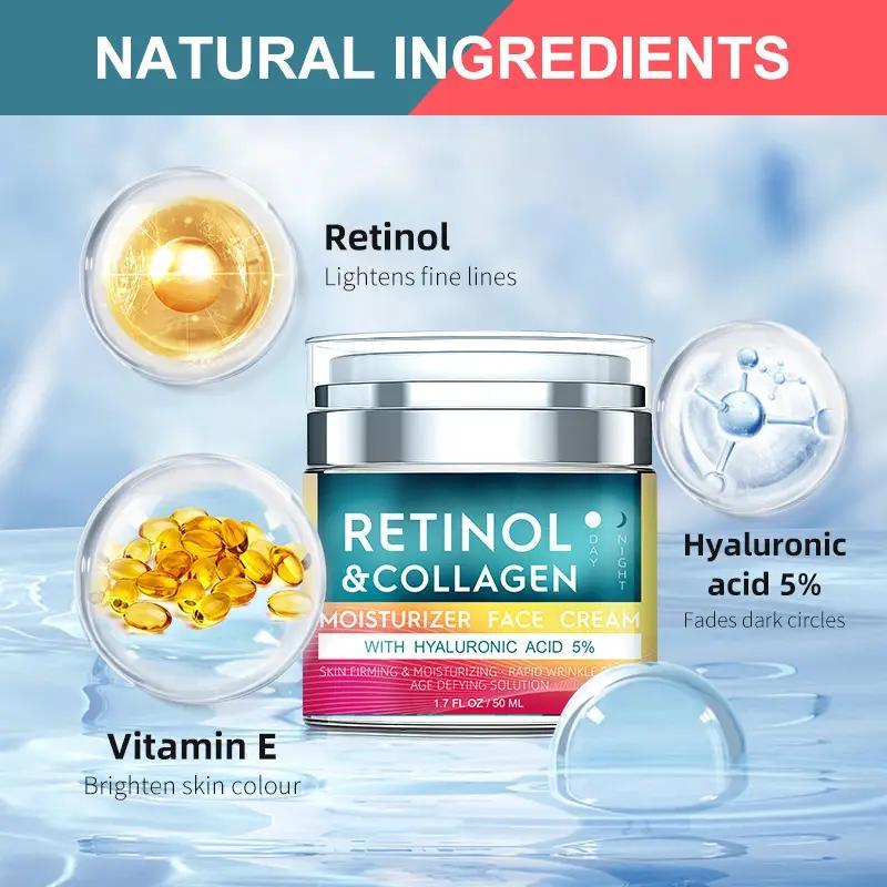 Retinol Collagen Moisturizer, Hydrating Nourishing Face Cream, Moisturizing Face Lotion for Women & Men All Skin Types