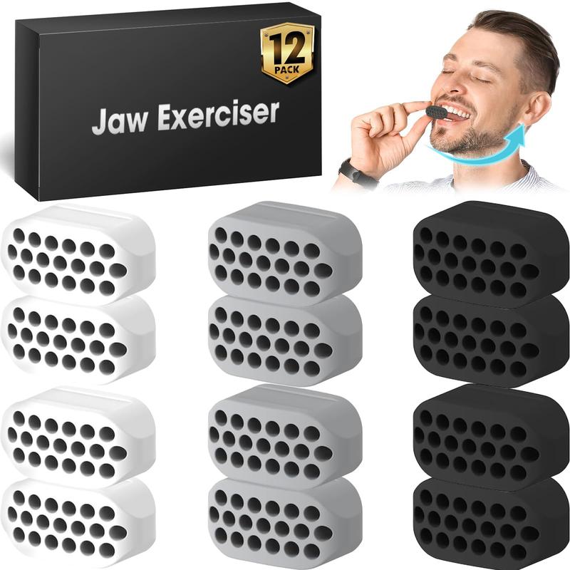 Jaw Exerciser for Men & Women, 3 Resistance Levels, Silicone Jawline Exerciser, Jaw Trainer Strengthener, Jawline Shaper, Jaw Line Exercise (12Pack)