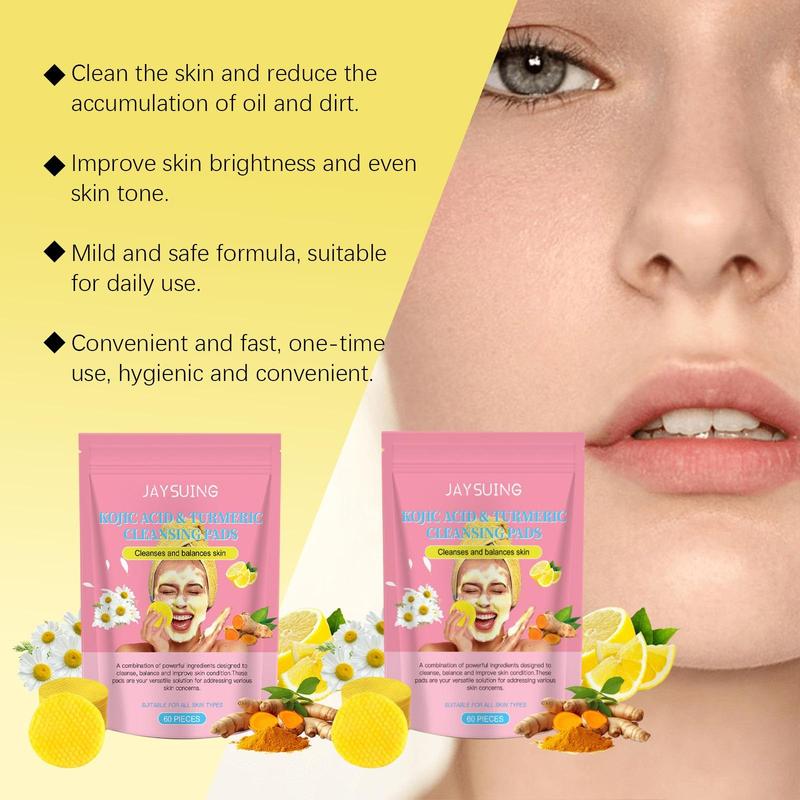 Turmeric Cleansing Pads, Hydrating and Moisturizing Face Cleansing Pads, Gentle and Non-irritating Facial Skin Care Tools for All Skin Types