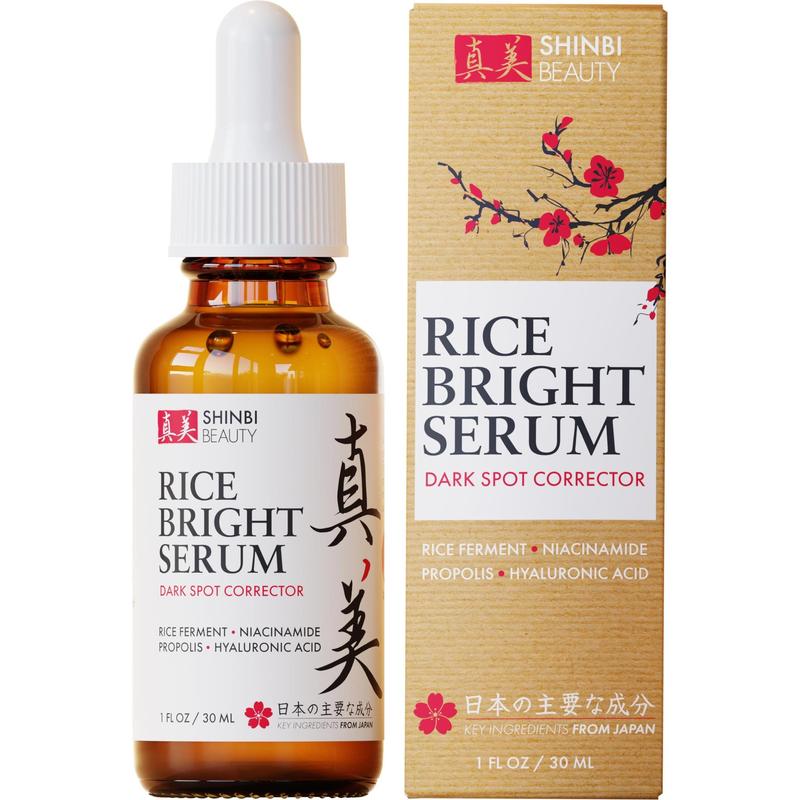 Shinbi Beauty Japanese Skincare Products - Niacinamide Melasma Brightening Serum for Dark Spots, Hyperpigmentation & Uneven Skin Tone 1oz Rice Hyaluronic