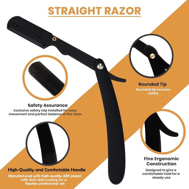 Men's Razor, 1 Count Manual Straight Razor with Blade Holder, Professional Shaving Tool for Men, Old-fashioned Razor for Barber Shop, Shaver for Men