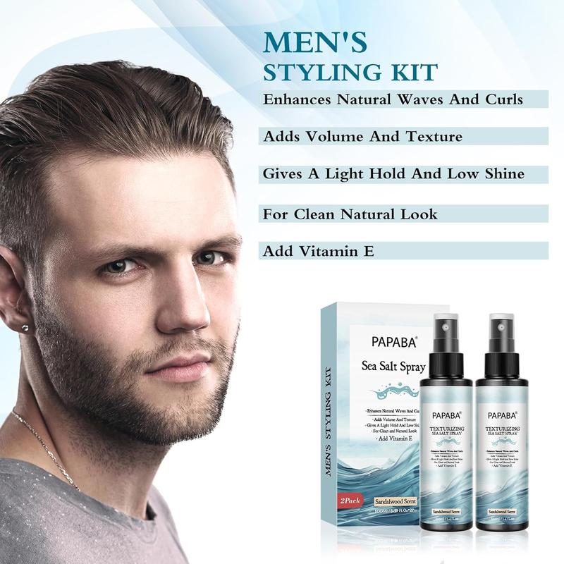 Sea Salt Spray for Men - Texturizing for Hair, Hair Spray with Quinoa Protein, VE Adds Instant Volume, Texture, Thickness & Light (Sandalwood Scent)