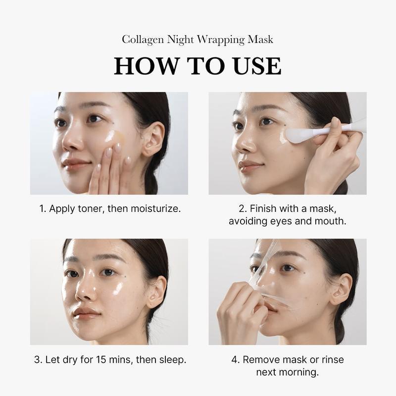 Collagen Night Wrapping Mask : SLEEP, SHED, AND GLOW! Elasticity Collagen Overnight Wrapping Peel Off Facial Mask Pack,& Hydration Care, Korean Skin Care,  Reduces Sagging & Dullness Glow Boost - 2.97 fl.oz Comfort Skin Repair