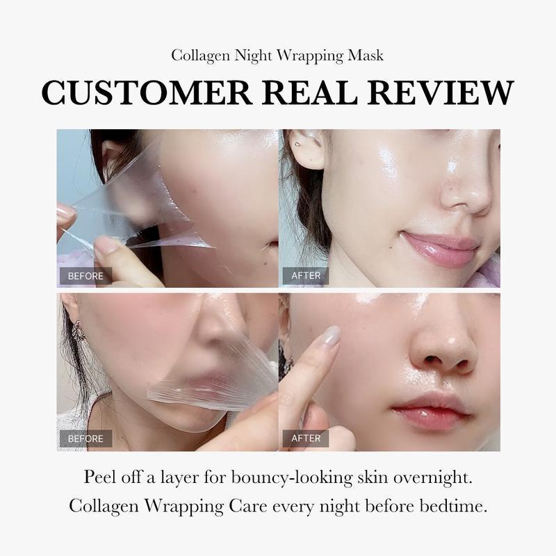 Collagen Night Wrapping Mask : SLEEP, SHED, AND GLOW! Elasticity Collagen Overnight Wrapping Peel Off Facial Mask Pack,& Hydration Care, Korean Skin Care,  Reduces Sagging & Dullness Glow Boost - 2.97 fl.oz Comfort Skin Repair