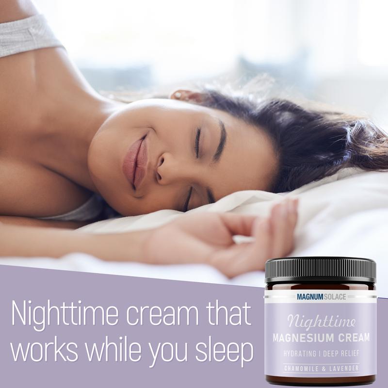 Nighttime Magnesium Cream for Women & Men - Lightly Scented with Chamomile & Lavender