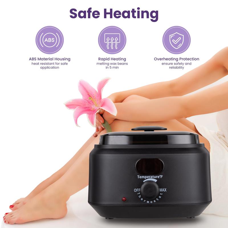 Sunvivi Waxing Kit Brazilian Wax Warmer for Hair Removal with 5 Bag Hard Wax Beads Digital Display Wax Melt Warmer Kit for Women Men Full Body