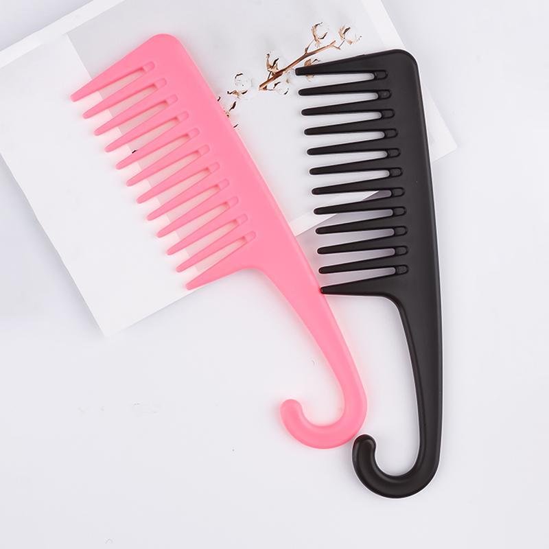 2pcs Wide Tooth Comb, Shower Comb With Hook For Curly Hair, Detangling Hair Comb With Handgrip For Curly, Wavy, Hair Detangling Brush