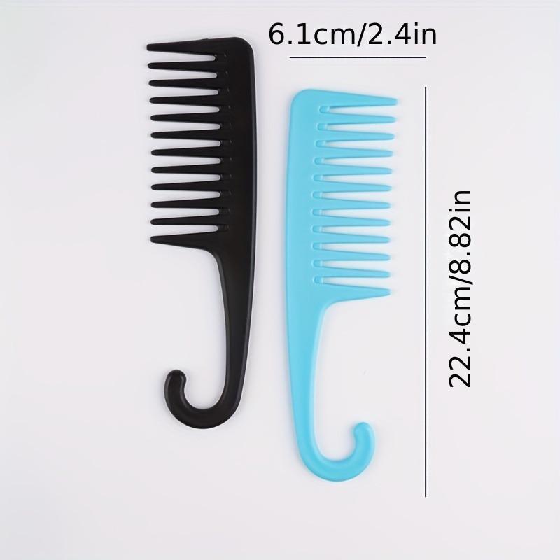 2pcs Wide Tooth Comb, Shower Comb With Hook For Curly Hair, Detangling Hair Comb With Handgrip For Curly, Wavy, Hair Detangling Brush