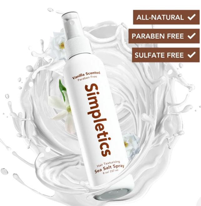 Simpletics - Sea Salt Spray - Texturizing Product for Fluffy, Voluminous Hair, 5 Simple Ingredients - 8oz