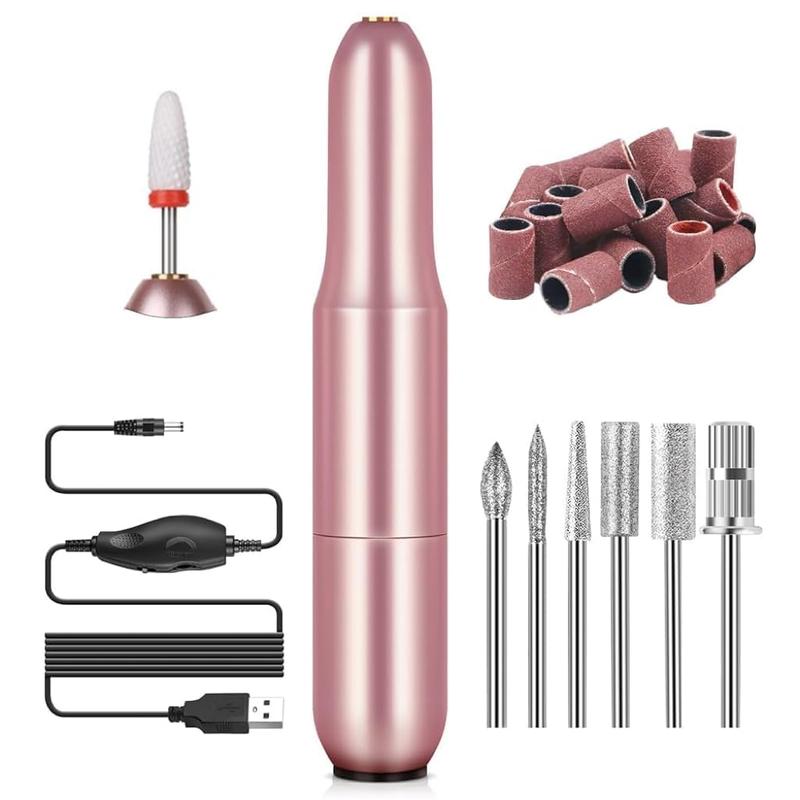 Electric Nail Drill with 6PCS drill bits, professional for manicure.