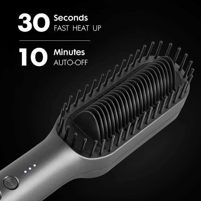 DOMIDO AURO-Blow Dryer Brush 2.0 Hair Straightener Brush 2 in 1 Fast Heat Up Straightening Brush Professional Hair Styling Tool