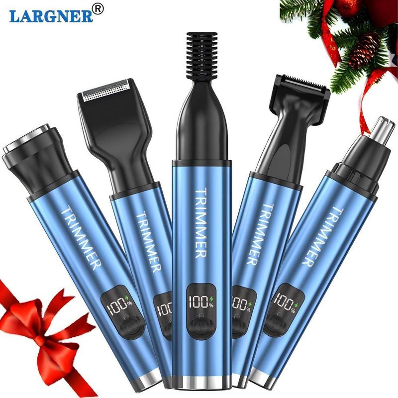 Christmas 5 in 1 USB Charging Grooming Kit, 1 Box Electric Trimmer & Accessories for Nose, Ear, Beard, Eyebrows, USB Charging Hair Removal Clipper Set for Christmas Gift