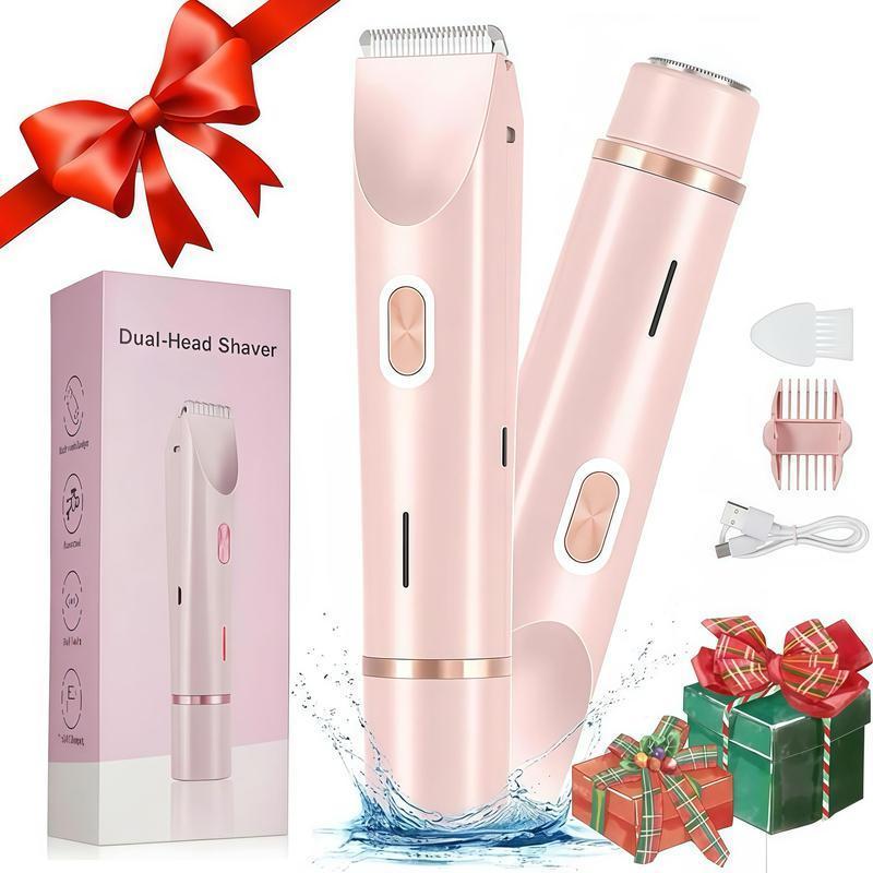 Electric Hair Trimmer Set, 1 Box 2 in 1 Waterproof Hair Trimmer Cordless & Accessories, Rechargeable Hair Trimmer, Women's Electric Bikini Shaver Trimmer Set, Trimmer Machine, Personal Care Appliances