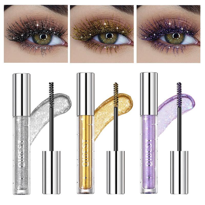 Mixed Color Glitter Mascara Stick(3pcs set), Long Lasting Quick Drying Eyelash Extensions Volume Building Mascara, Professional Eye Enhancement Makeup Products