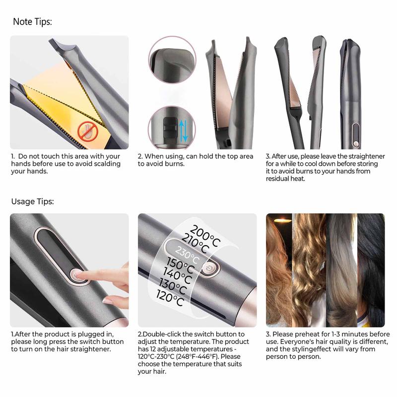 2 in 1 Hair Straightener & Curler, 1 Box Professional Hair Straightener with Temperature Display, Hair Styling Tool for Home & Travel