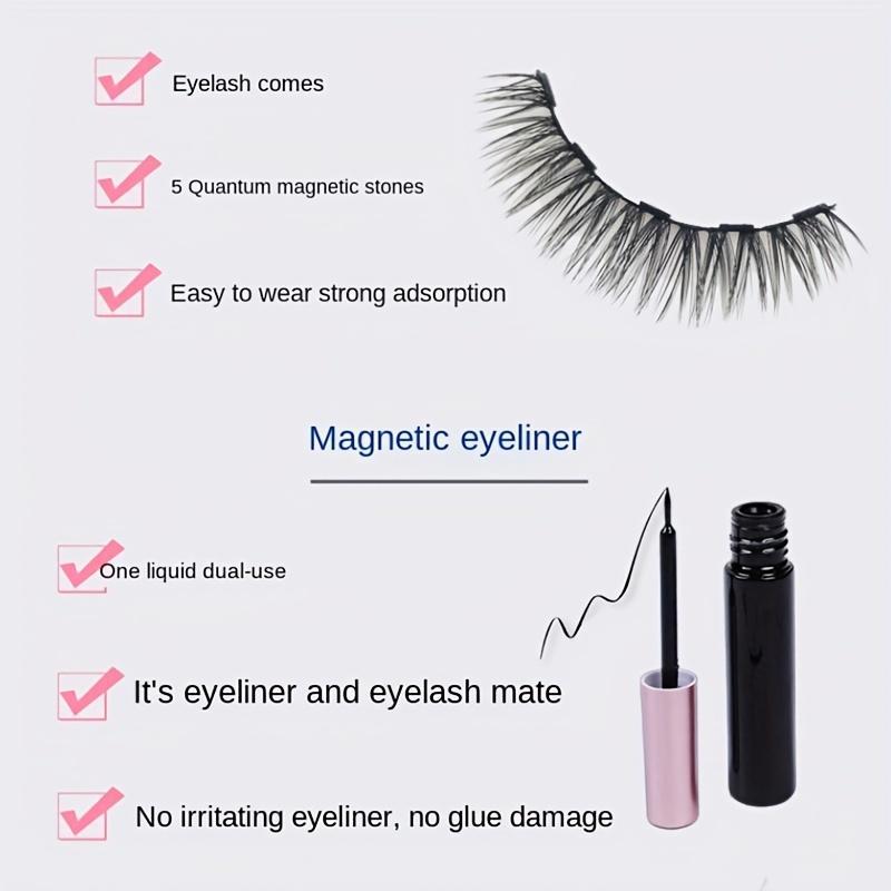 5 Pairs Magnetic False Eyelashes, Natural Look Curly Thick Faux Eyelashes, Eye Makeup Tool Set for Daily Use