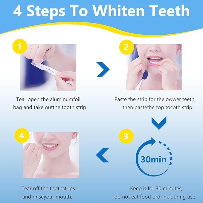 Teeth Strips,Whitening Strips for Teeth Dental Stickers 5D Dazzling White Stickers   Brightening Stickers Oral Gentle