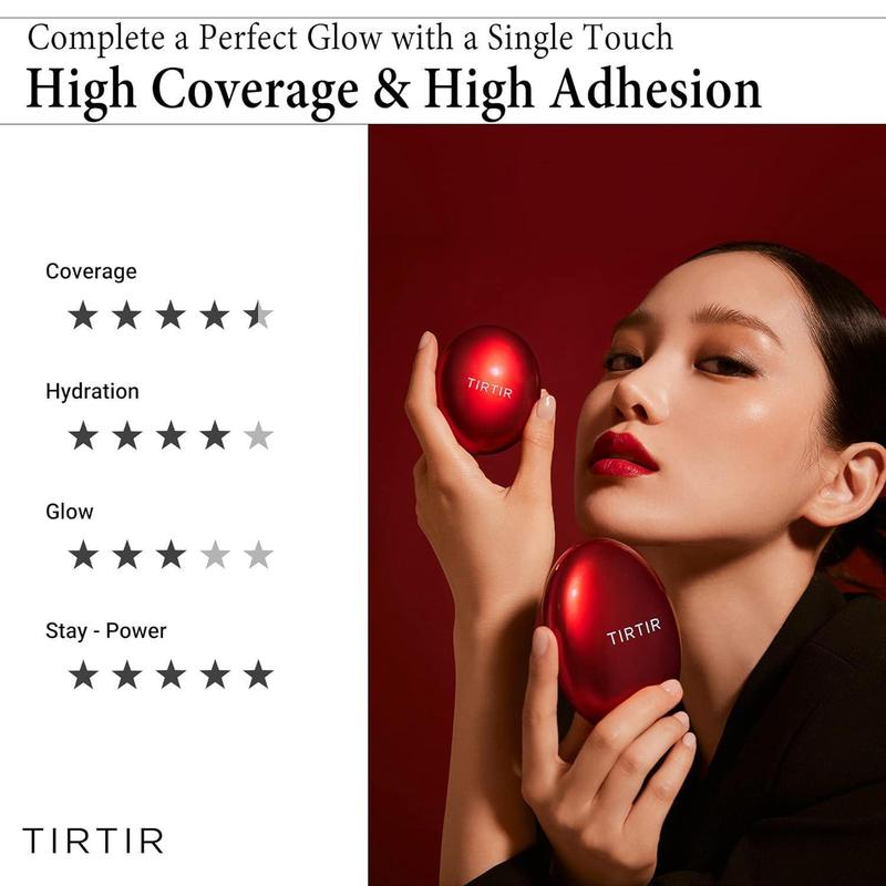 TIRTIR Mask Fit Red Cushion Foundation 18g   0.63oz. Concealer Flawless Makeup Cosmetic Lightweight Radiance Radiant Skincare Uv Moisturize Hydrate Moisture Moisturizer