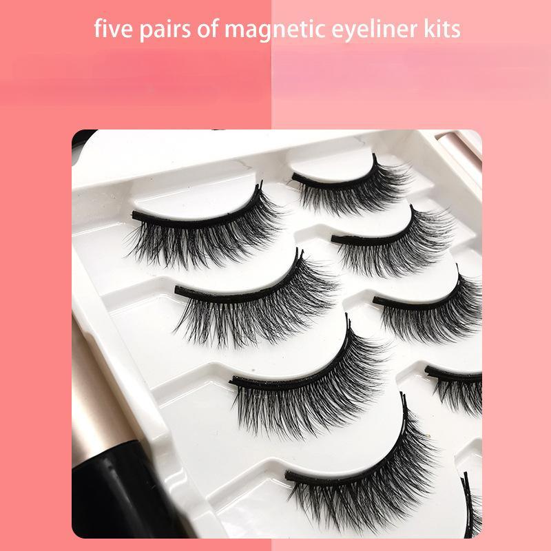 5 Pairs Magnetic False Eyelashes, Natural Look Curly Thick Faux Eyelashes, Eye Makeup Tool Set for Daily Use