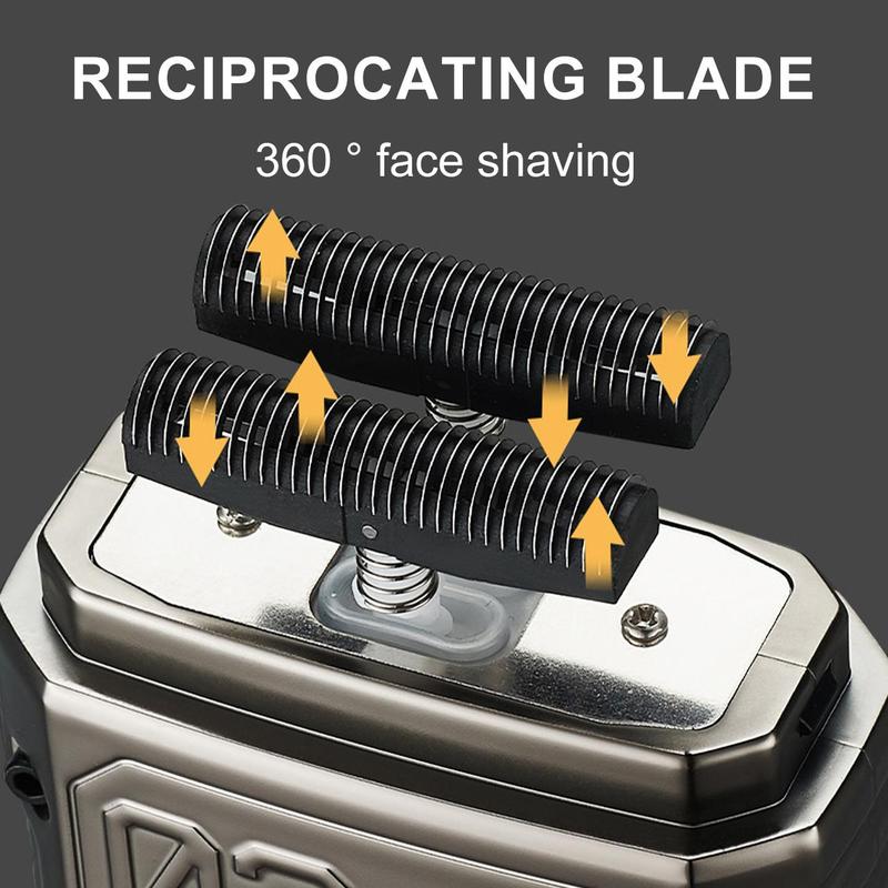 USB Electric Shaver, 1 Box USB Rechargeable Wet and Dry Use Beard Trimmer with Double Floating Blade Net, Beard Shaver for Men