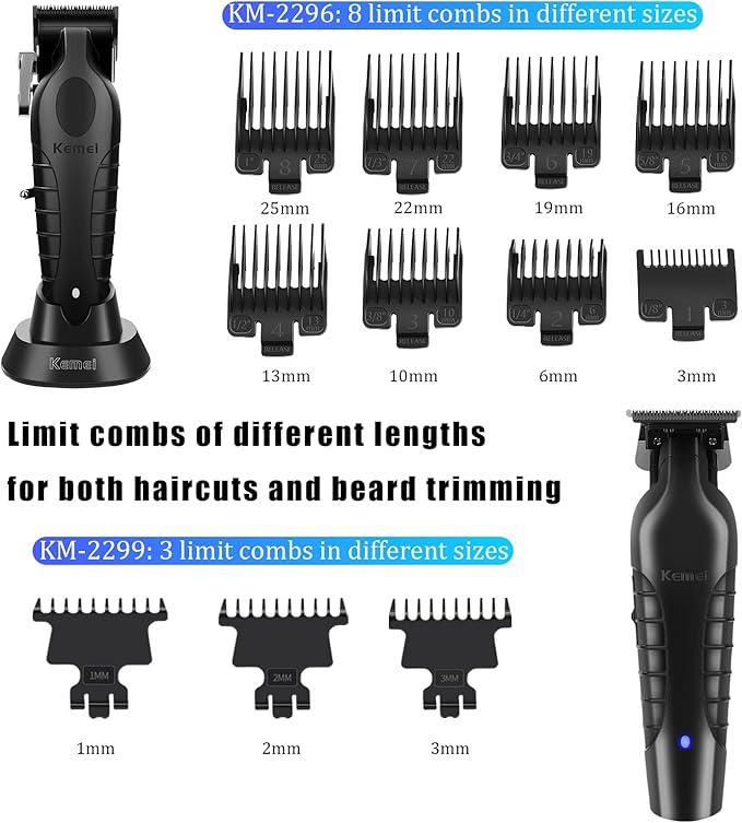 KEMEI Professional Hair Clipper, Hair Beard Trimmer, Eletric Shaver Set for Men, Cordless Beard Trimmer, Rechargeable Barber Clippers, USB Fade Clipper Haircutting Kit, KM-2299, KM-2296, KM-2024 LCD Display Electric Razor & Clippers Kit glaker  hair Gift