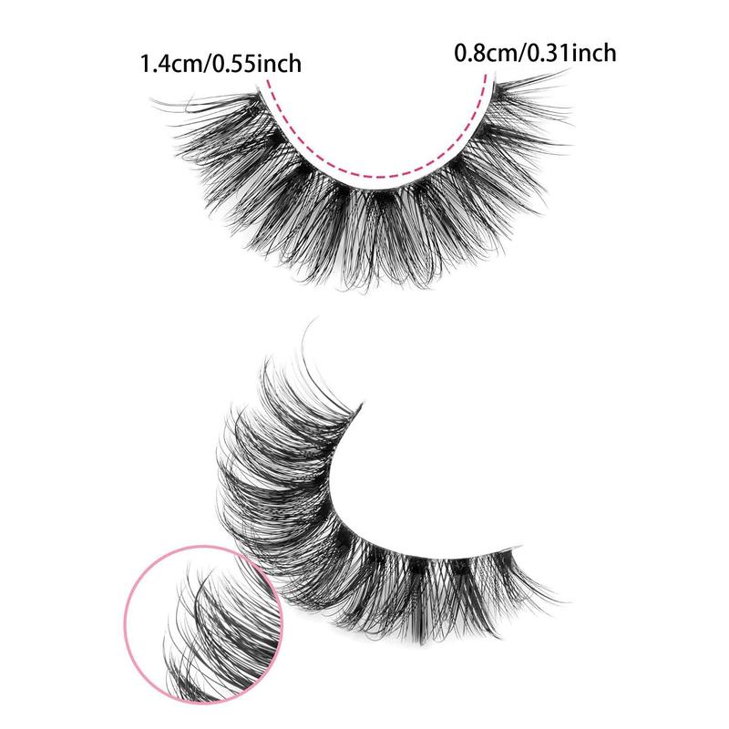 Fluffy False Eyelashes, 10 Pairs Faux Cluster Lashes, Natural Curling Eye Makeup Strip Lashes, Full Volume Eyelash for Girls Eye Makeup Enhancement