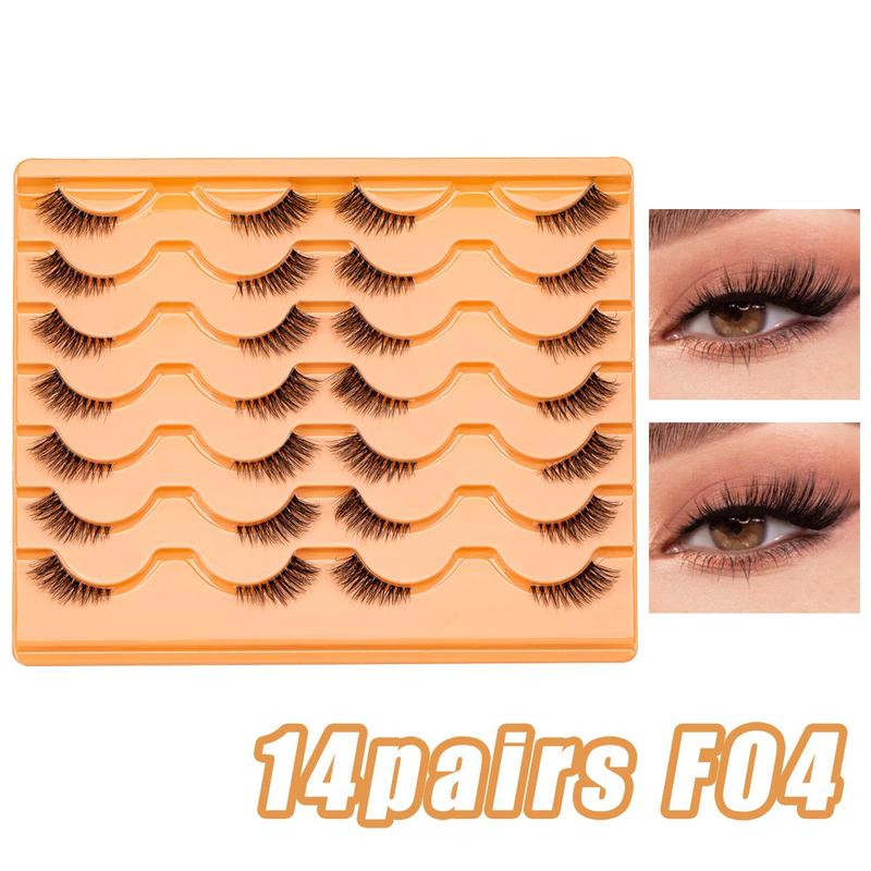 Half Eye False Eyelashes (14 Pairs), Natural Look Eyelash Extensions, Self Grafting Curl Eyelashes, Eye Makeup Enhancement False Eyelashes for Women & Girls