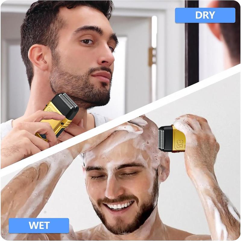 USB Electric Shaver, 1 Box USB Rechargeable Wet and Dry Use Beard Trimmer with Double Floating Blade Net, Beard Shaver for Men