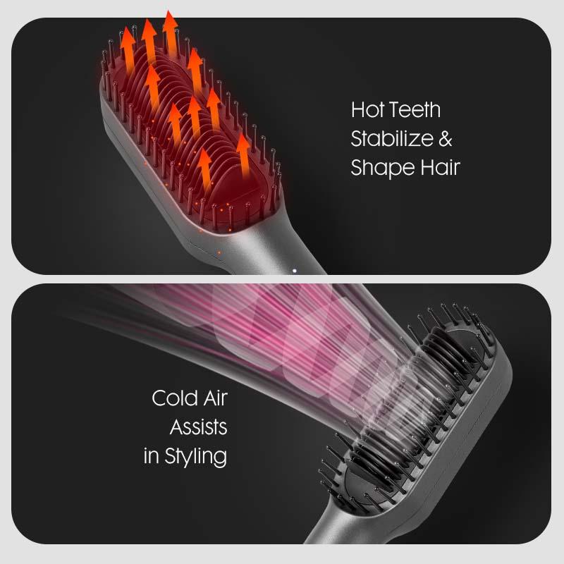 DOMIDO AURO-Blow Dryer Brush 2.0 Hair Straightener Brush 2 in 1 Fast Heat Up Straightening Brush Professional Hair Styling Tool