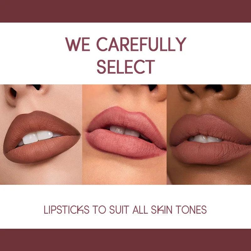 USHAS 12 Color Lip Liner + LIPSTICK Set Easy Coloring Matte Lipstick Long lasting nude red lipstick Gloss Lipgloss lipstick makeup lipstick glossy lip