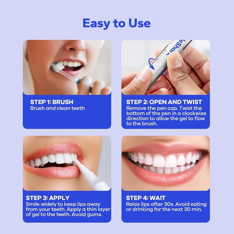 Teeth Whitening Pen (4 Count) - No Sensitivity Gel, Effective and Travel-Friendly Tooth Whitening Pen for Adults - Oral