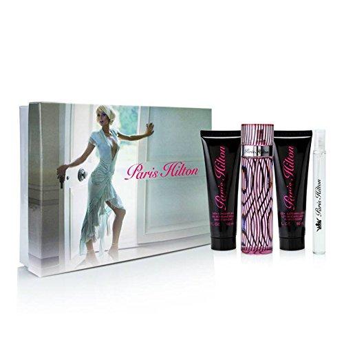 Paris Hilton Gift Set for Women (Eau de Parfum Spray 3.4 Ounce, Eau de Parfum Spray 1 Ounce, Lotion, Bath and Shower Gel) Body Care Smooth