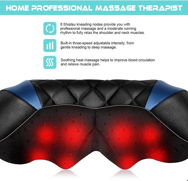 Neck Massager with Heat, Shiatsu Back Neck and Shoulder Massager, Deep Tissue 4D Kneading Massage Relax, Use at Home, Office, Car- Best Gifts for Women Men Mom Dad,Perfect Christmas Gift for Dad, Mom, Boys and Girls with Christmas surprise