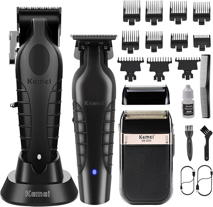 KEMEI Professional Hair Clipper, Hair Beard Trimmer, Eletric Shaver Set for Men, Cordless Beard Trimmer, Rechargeable Barber Clippers, USB Fade Clipper Haircutting Kit, KM-2299, KM-2296, KM-2024 LCD Display Electric Razor & Clippers Kit glaker  hair Gift