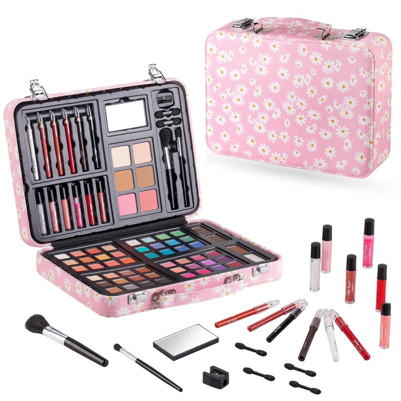 Makeup Kit for Teenager Girls 10-12, All in One Beginner Makeup Kit for Women Full Kit, Teen makeup kit  Gift Set on Birthday Christmas (PINK DAISY)